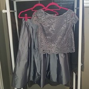 Silver Lace 2 piece formal dress